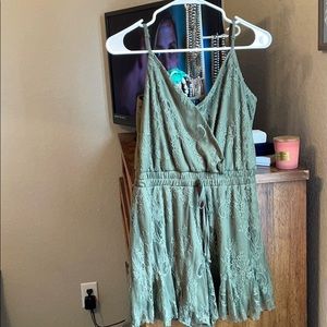 Olive Green Lace Romper